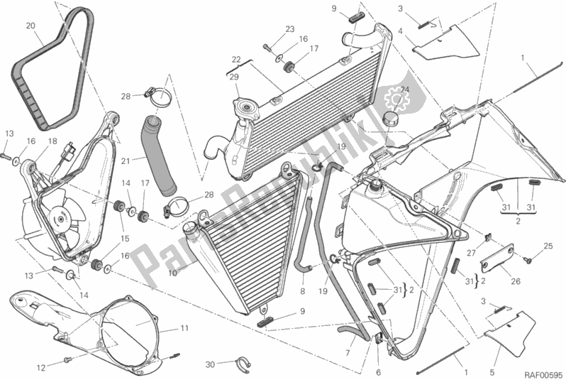 Toutes les pièces pour le Refroidisseur D'eau du Ducati Superbike 1299R Final Edition 2018